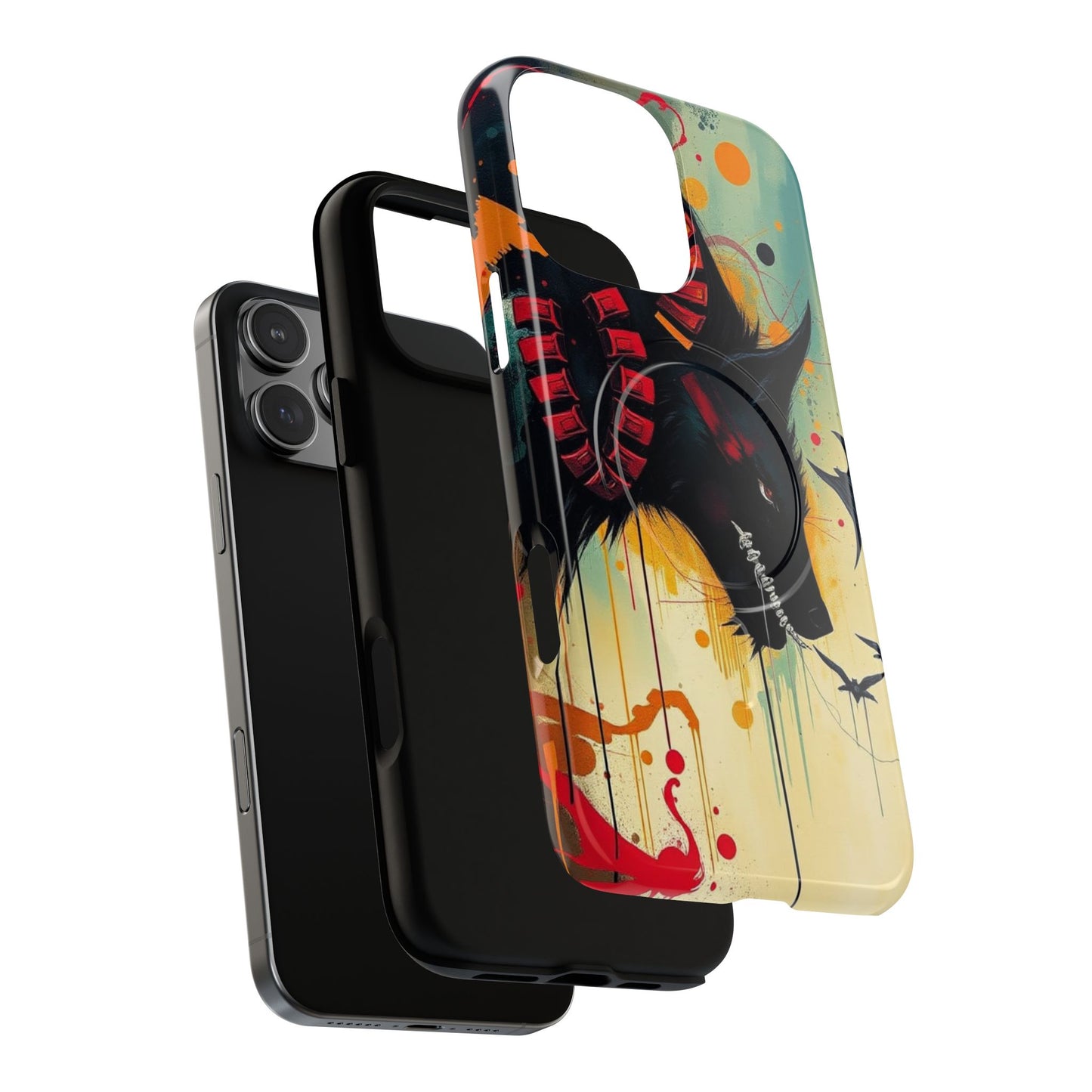 "I Told My Demons About You" Art Print Tough Magnetic Phone Cases with Artistic Wolf Design, Unique Phone Cover, Gift for Animal Lovers, Sleek & Durable Case, iPhone Compatible