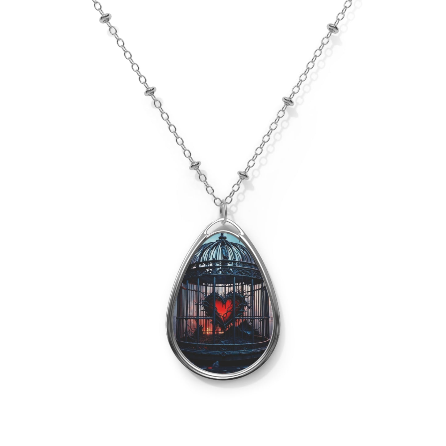 "Uncage My Heart" Oval Necklace