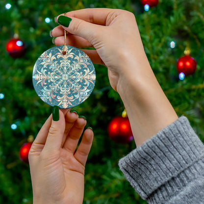 Frosty Snowflake Ceramic Ornament, 4 Shapes