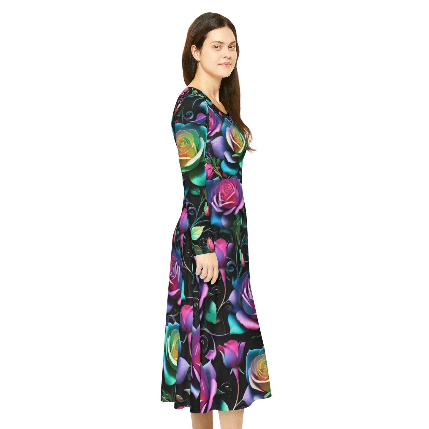 "Rainbow Rose" Women's Long Sleeve Dress