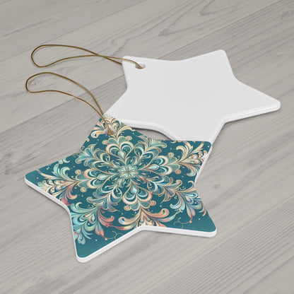 Frosty Snowflake Ceramic Ornament, 4 Shapes