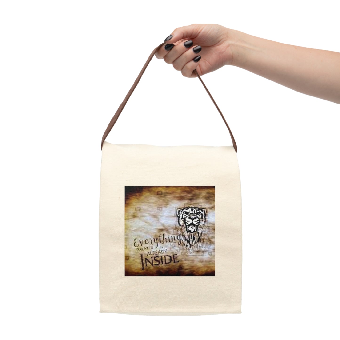 "Cave Kat Motivation, Everything You Need."Canvas Lunch Bag With Strap