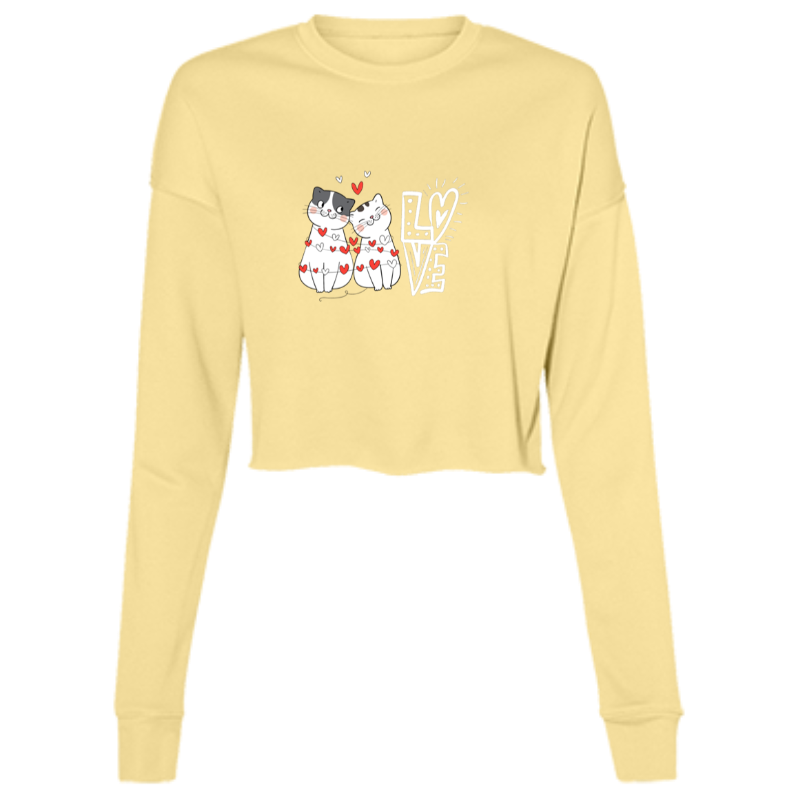 "Tangled Kitties" Ladies' Cropped Fleece Crew