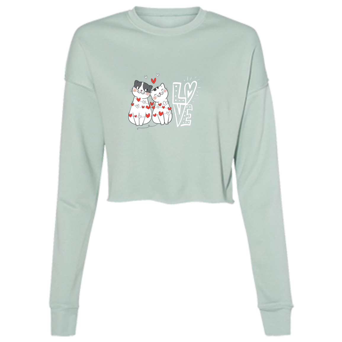 "Tangled Kitties" Ladies' Cropped Fleece Crew