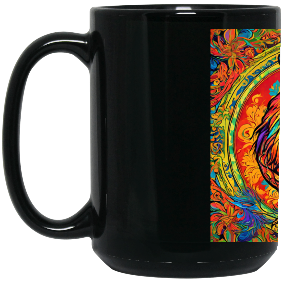 "Artsy Clucker" 15 oz. Black Mug