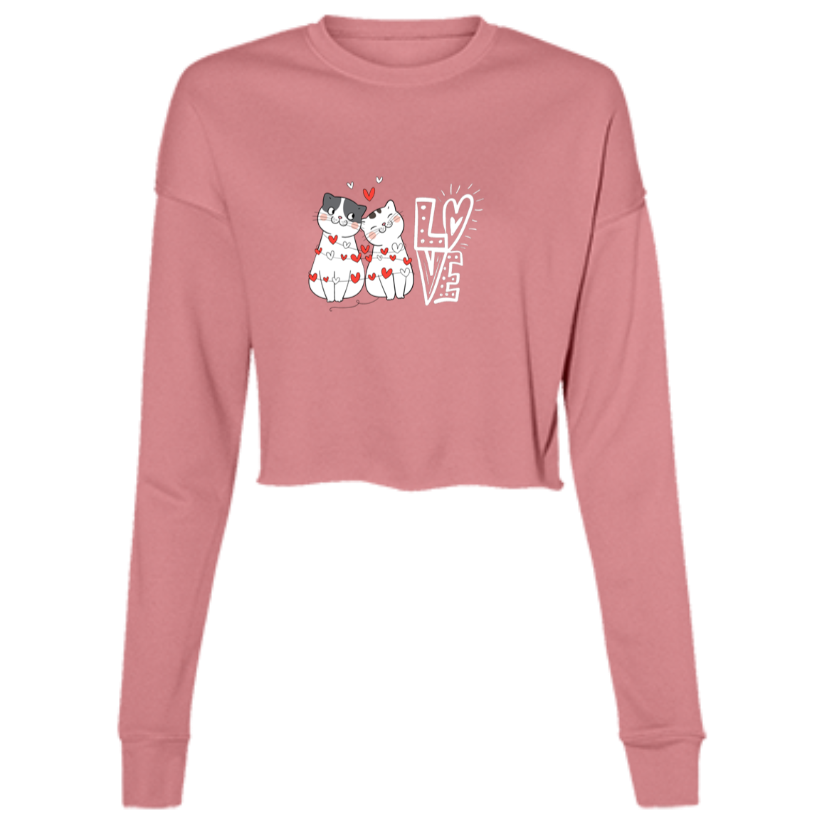 "Tangled Kitties" Ladies' Cropped Fleece Crew