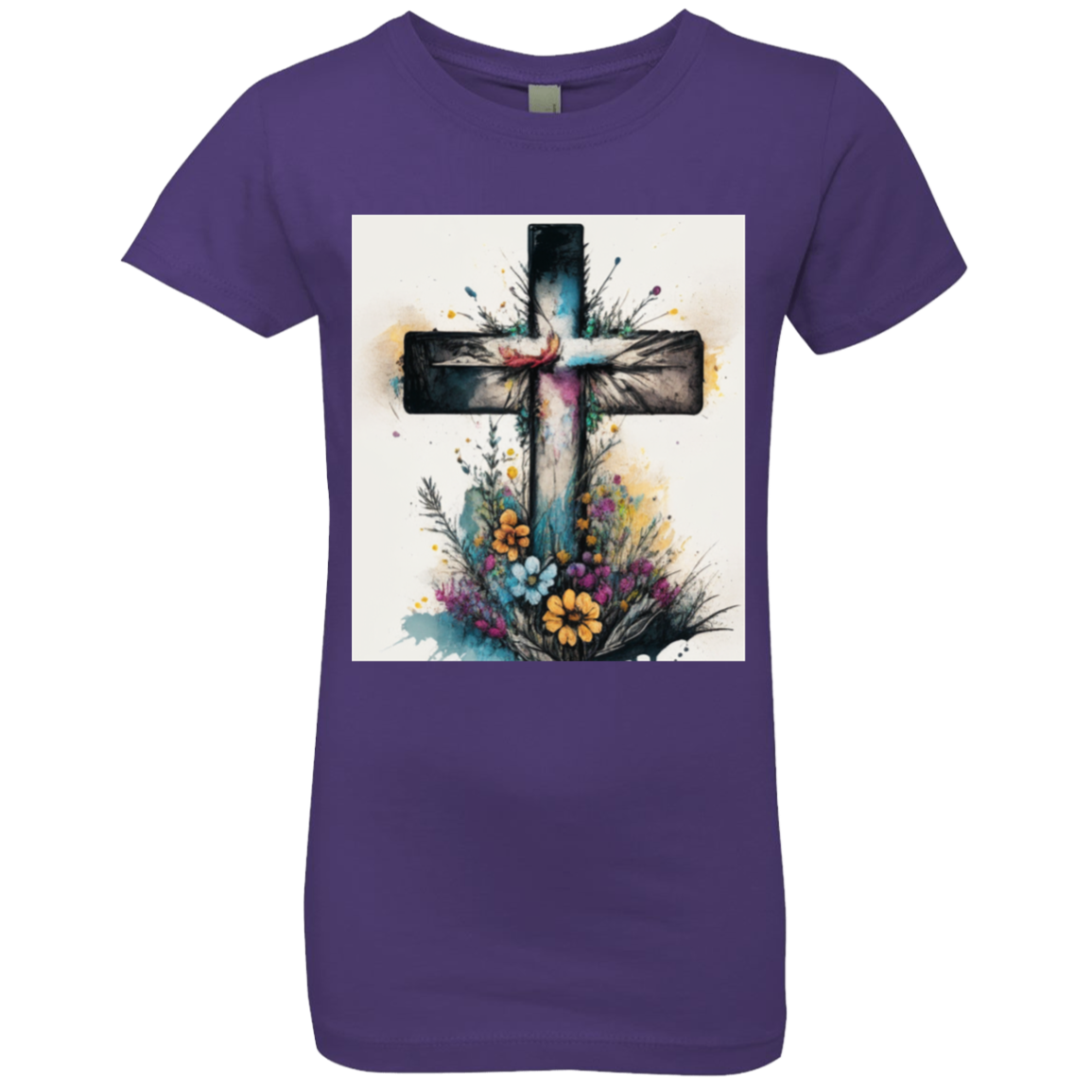 ''Cross and Wild Flowers'' Youth Girls' Princess T-Shirt