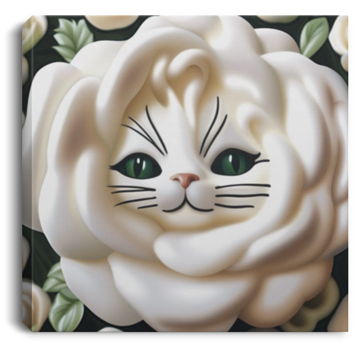 "White Rose Kitty Kat" Print