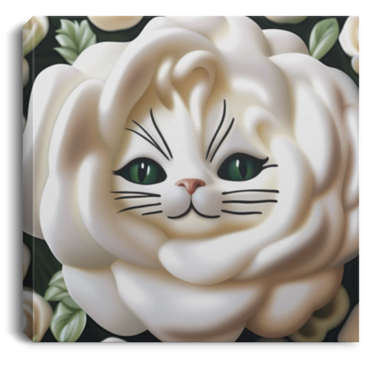 "White Rose Kitty Kat" Print