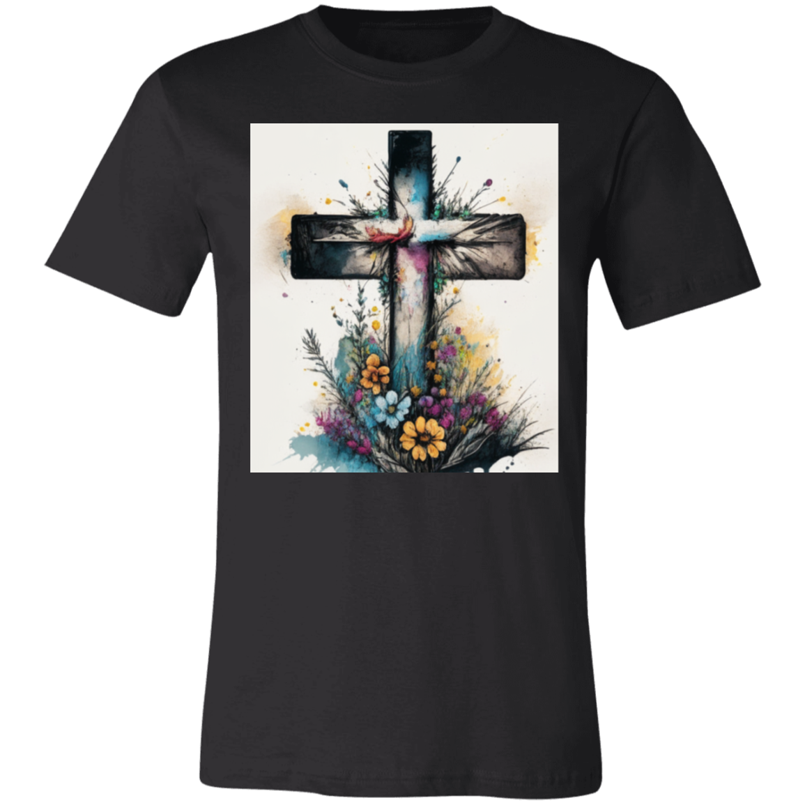 '' Cross and Wild Flowers'' Unisex Short-Sleeve T-Shirt