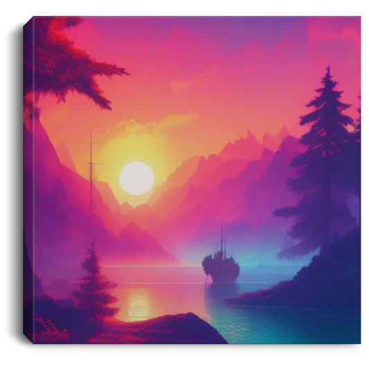 "Synth Wave Sky Lake View 1 of 4" Print