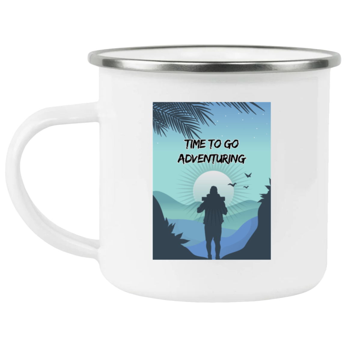 ''Time To Go'' Enamel Camping Mug