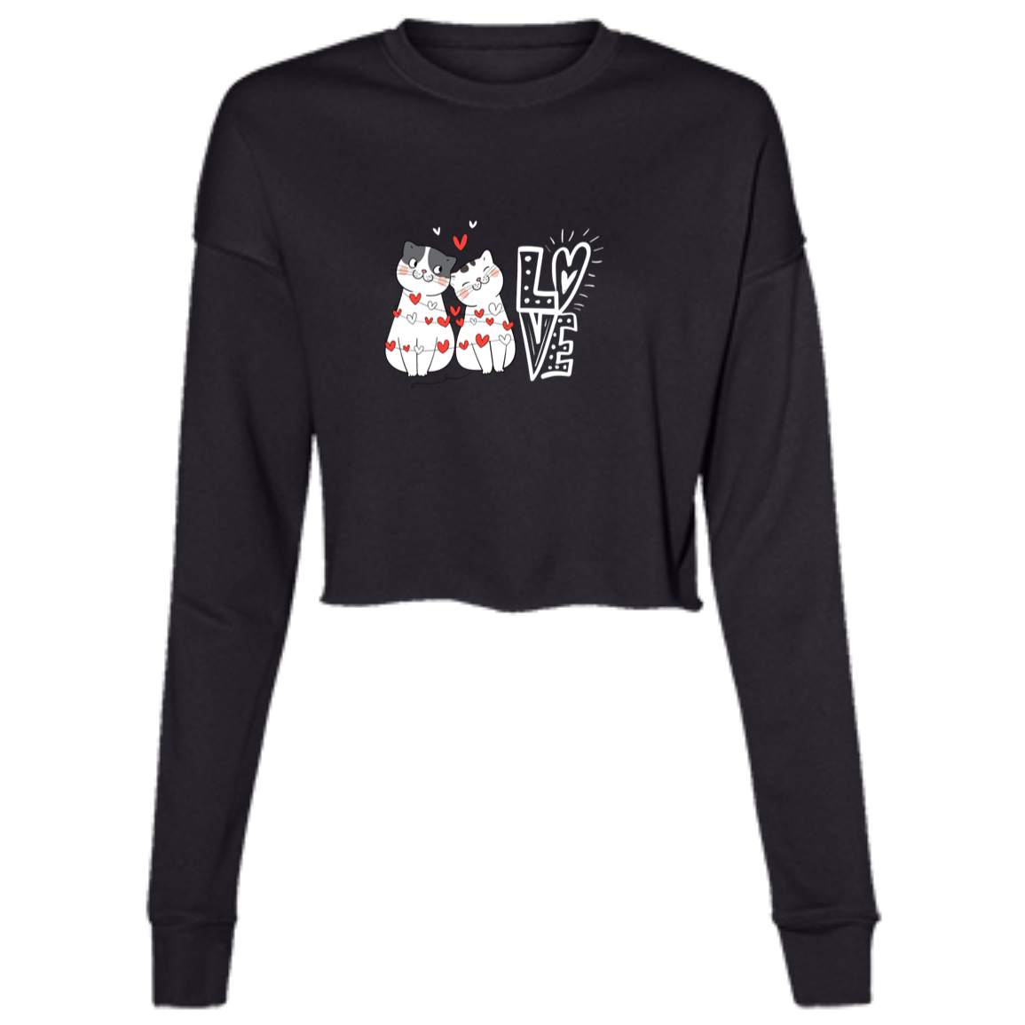 "Tangled Kitties" Ladies' Cropped Fleece Crew