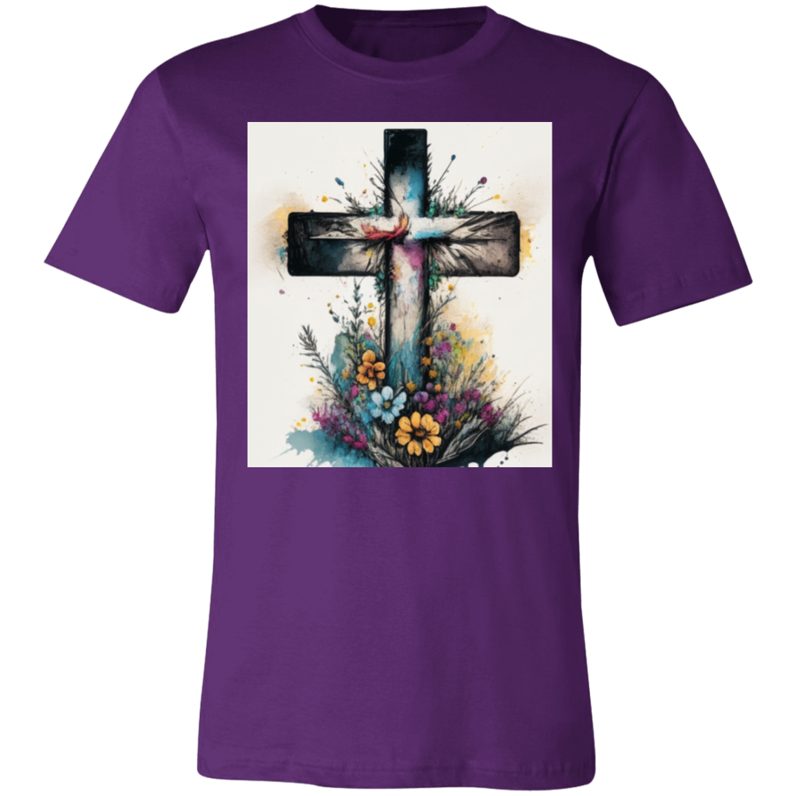 '' Cross and Wild Flowers'' Unisex Short-Sleeve T-Shirt