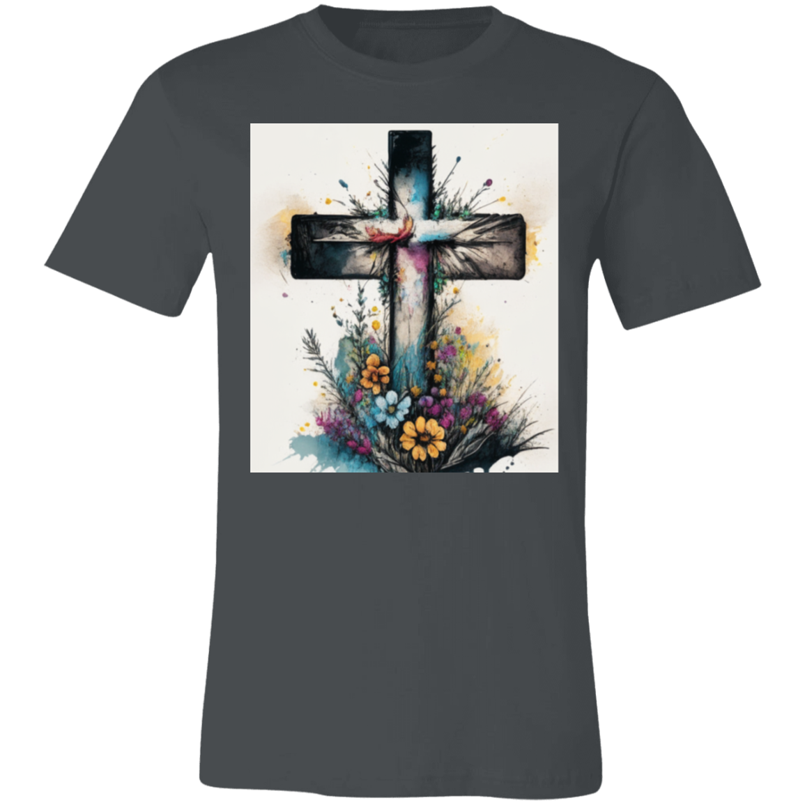 '' Cross and Wild Flowers'' Unisex Short-Sleeve T-Shirt