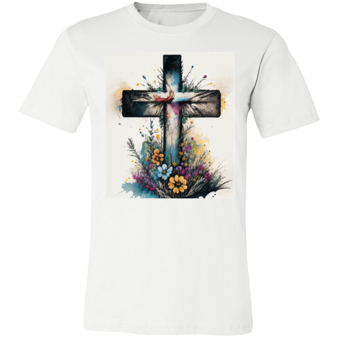 '' Cross and Wild Flowers'' Unisex Short-Sleeve T-Shirt