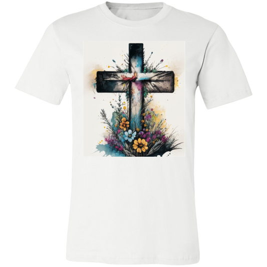 '' Cross and Wild Flowers'' Unisex Short-Sleeve T-Shirt