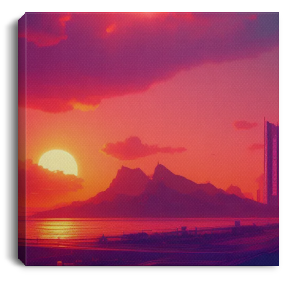 "Synth Wave Sky Long View 4 of 4" Print