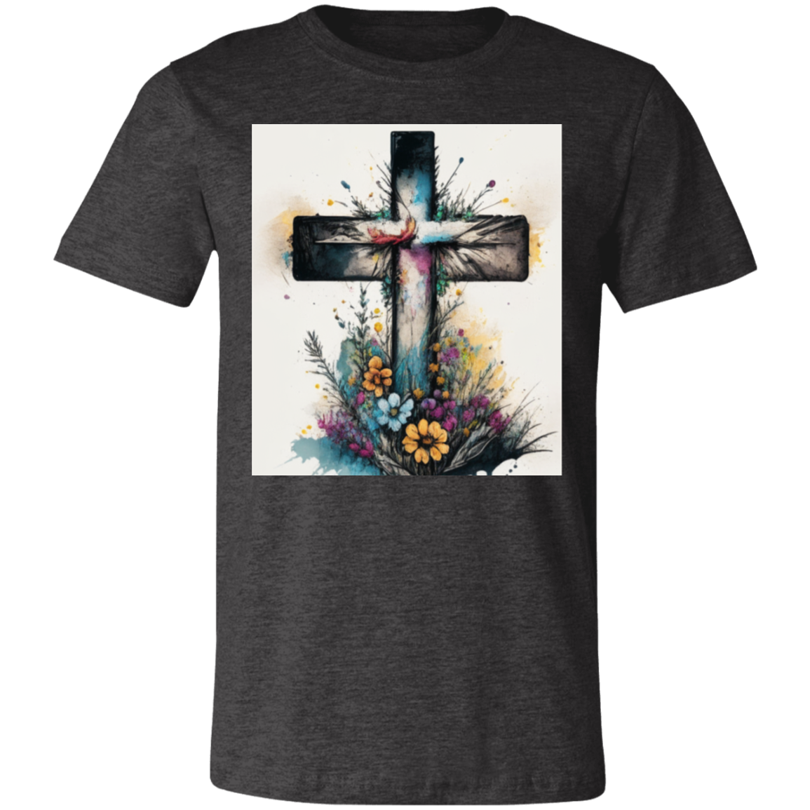 '' Cross and Wild Flowers'' Unisex Short-Sleeve T-Shirt