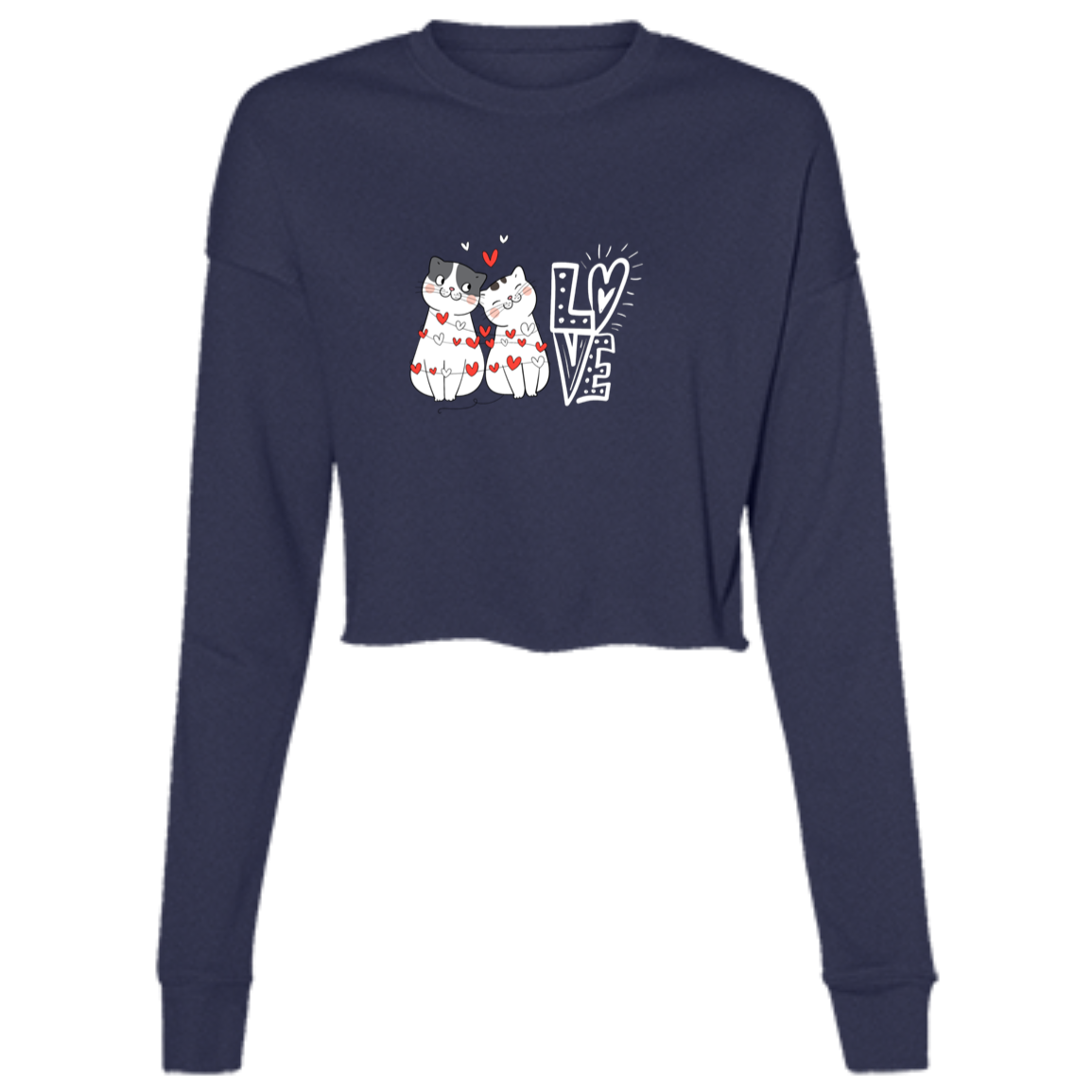 "Tangled Kitties" Ladies' Cropped Fleece Crew