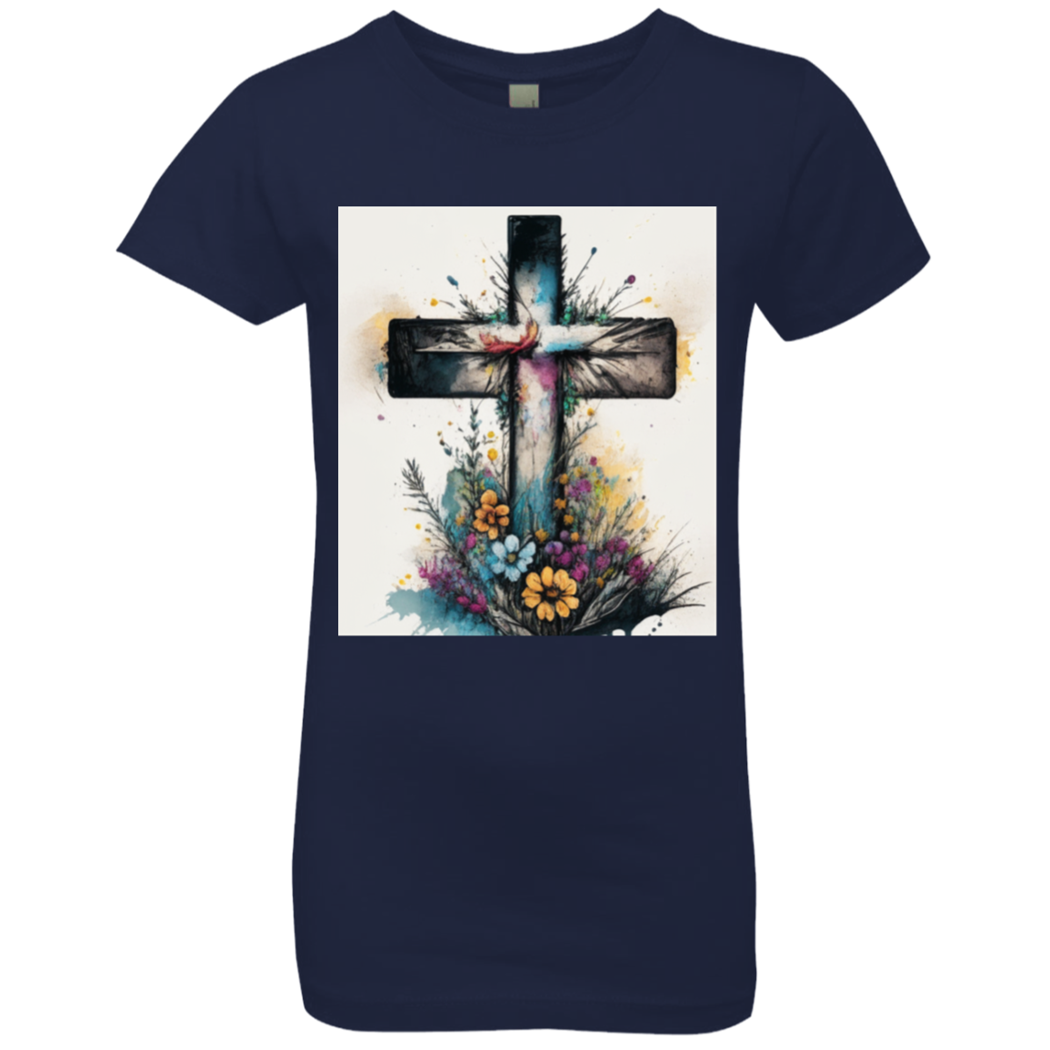 ''Cross and Wild Flowers'' Youth Girls' Princess T-Shirt